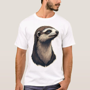 Faultier graviertes Porträt Vintage T-Shirt 2