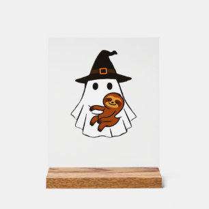 Faultier Halloween Geist Hexenhut Tierliebhaber Ju Acrylschild