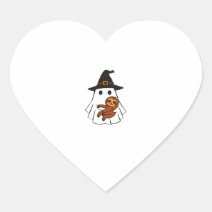 Faultier Halloween Geist Hexenhut Tierliebhaber Ju Herz-Aufkleber