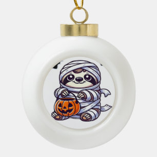 Faultier Halloween Mumie Kinder Frauen Männer Faul Keramik Kugel-Ornament