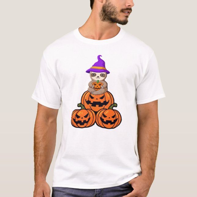 Faultier Halloween Premium T-Shirt (Vorderseite)