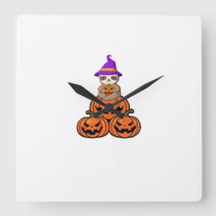 Faultier Halloween Premium T-Shirt Quadratische Wanduhr