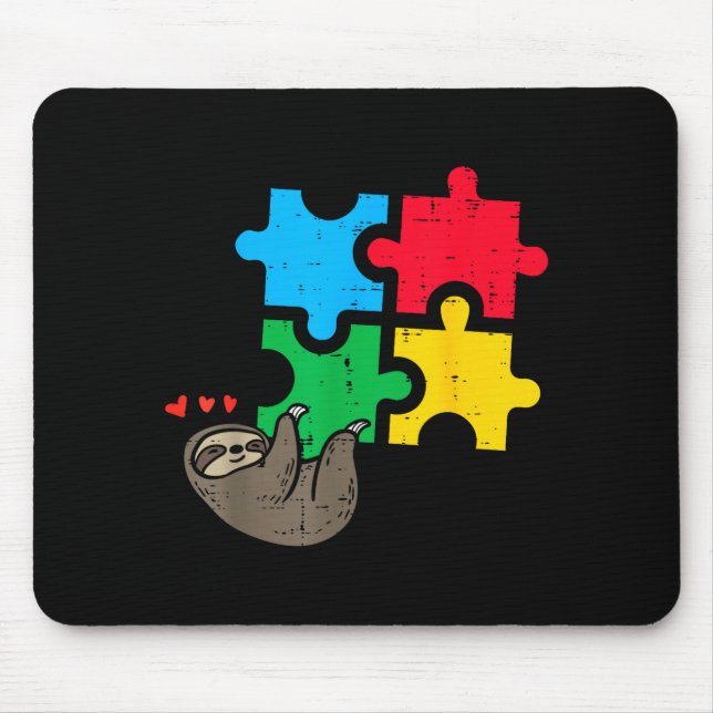Faultier-Hängepuzzle Süßes Autismus-Bewusstsein Mä Mousepad (Vorne)