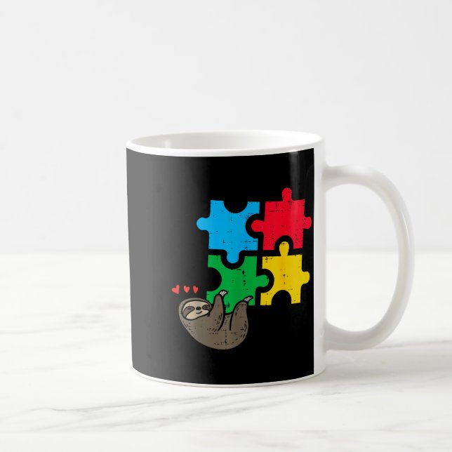 Faultier-Hängespiel Süße Autismus-Bewusstsein Männ Kaffeetasse (Rechts)