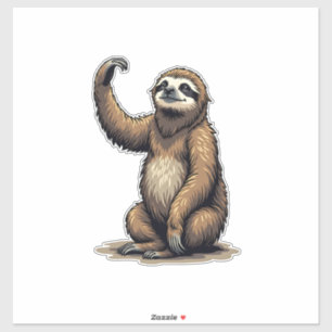 Faultier-Holzschnitt Vintage-Wildlife-Shirt 2 Aufkleber