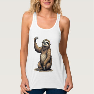 Faultier-Holzschnitt Vintage-Wildlife-Shirt 2 Tank Top