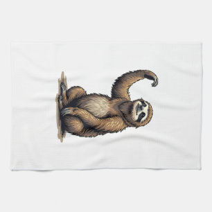 Faultier-Holzschnitt Vintage-Wildlife-T-Shirt 2 Geschirrtuch