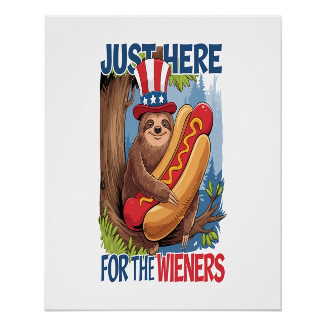Faultier Hot Dog 4. Juli BBQ Poster (Vorderseite)