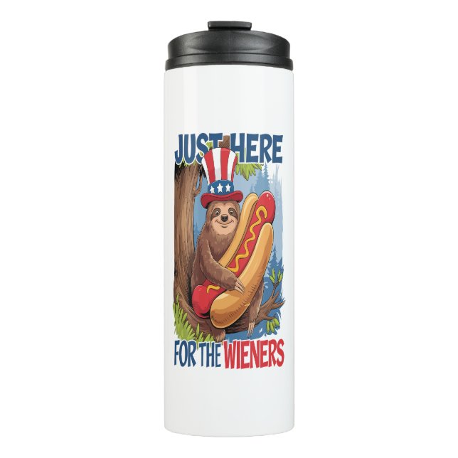 Faultier Hot Dog 4. Juli BBQ Thermosbecher (Vorderseite)