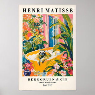Faultier im Badewanne-Kunst-Druck, Matisse-Druck, Poster