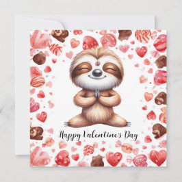 Faultier im Yogakurs am Valentinstag Feiertagskarte