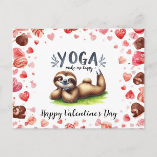 Faultier im Yogakurs am Valentinstag Feiertagspostkarte