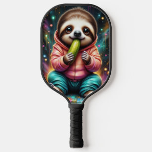 Faultier isst ein eingelegtes Schürkchen süßes Car Pickleball Schläger