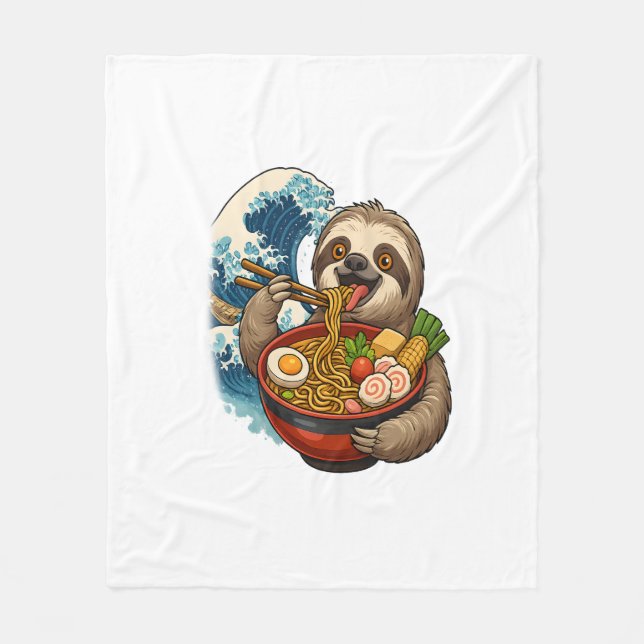 Faultier isst japanische Ramen Fleecedecke (Vorderseite)