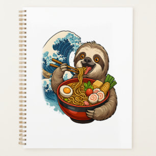Faultier isst japanische Ramen Planer