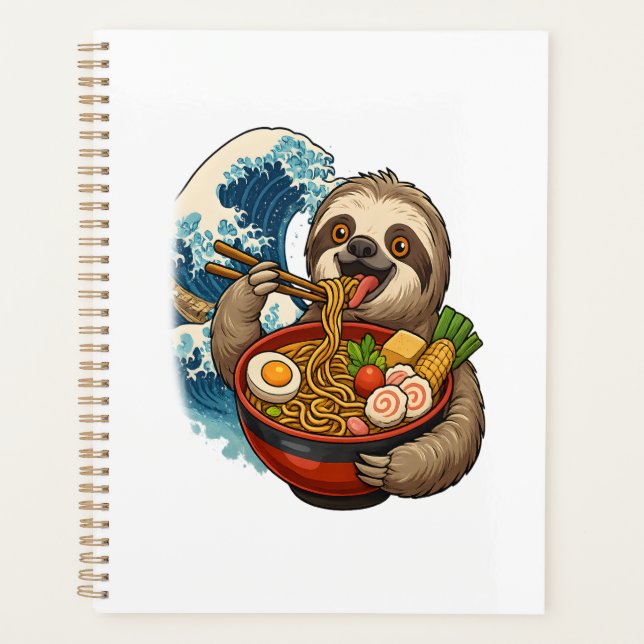 Faultier isst japanische Ramen Planer (Vorderseite)