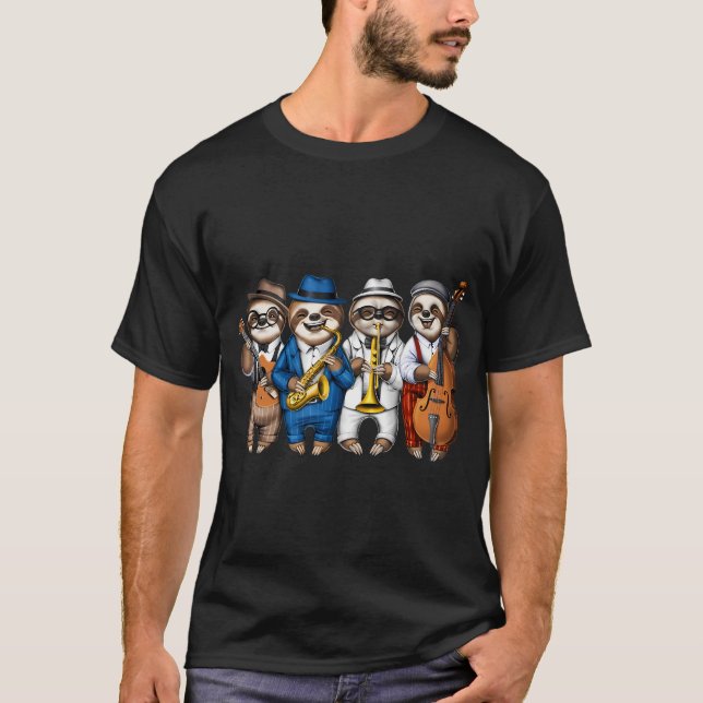 Faultier-Jazzmusiker T-Shirt (Vorderseite)