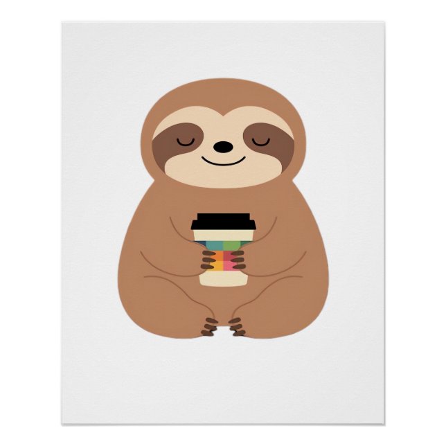 Faultier Kaffee Zeit Classic T-Shirt Poster (Vorderseite)