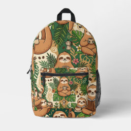 Faultier-Kaffeerucksack – Cozy süßes Muster Bedruckter Rucksack