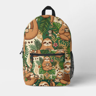 Faultier-Kaffeerucksack – Cozy süßes Muster Bedruckter Rucksack