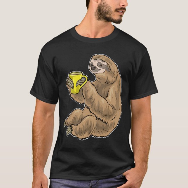Faultier Kaffeetasse T-Shirt (Vorderseite)