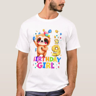 Faultier-Kinder 9 Jahre altes Faultier 9. Geburtst T-Shirt
