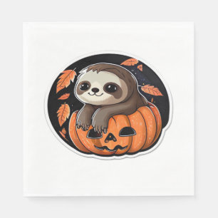 Faultier-Kürbis-Halloween-Aufkleber Oversized T-Sh Serviette