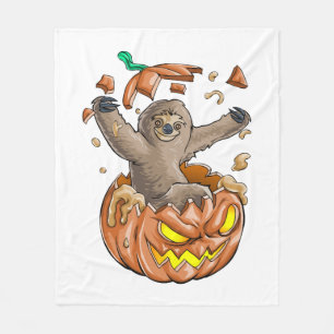 Faultier-Kürbis-Halloween Fleecedecke