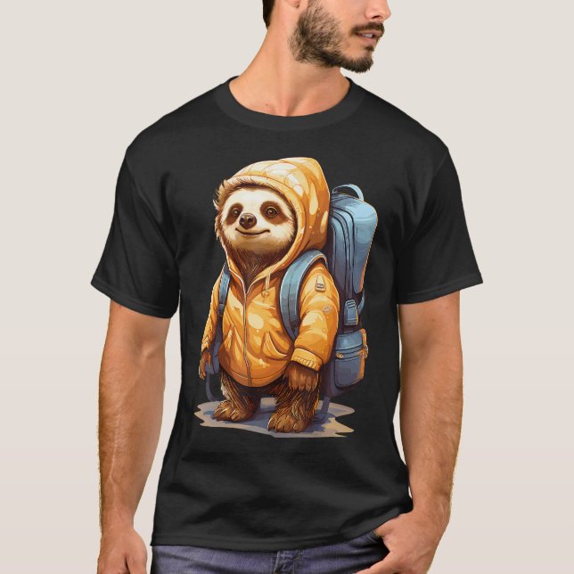Faultier Landschaft beim Wandern T-Shirt (Vorderseite)