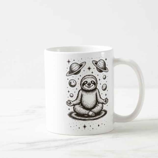 Faultier meditierendes Galaxie-Meditation _1 Kaffeetasse (Rechts)