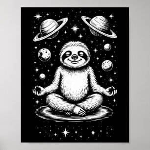 Faultier meditiert Galaxy-Meditation Poster