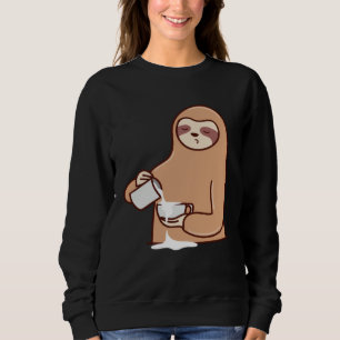Faultier Milch Müde Faul Süß Faultier Nagetier Sweatshirt