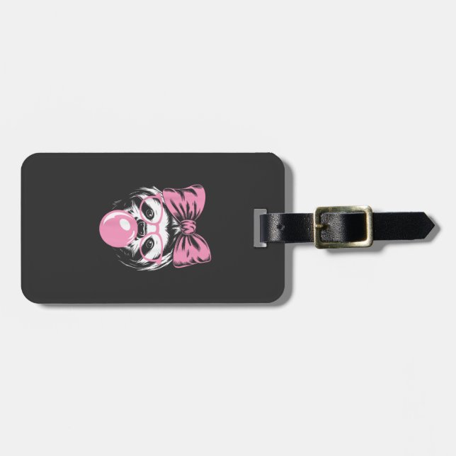 Faultier mit Brille und rosa Kaugummiblase  Gepäckanhänger (Vorderseite horizontal)