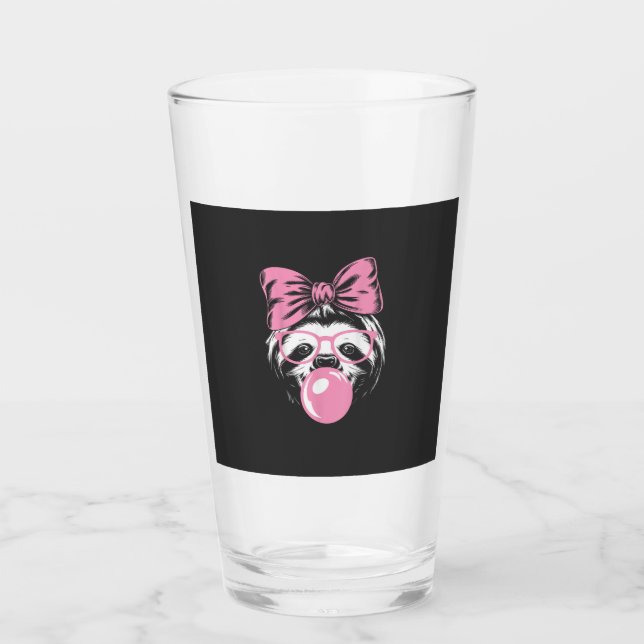 Faultier mit Brille und rosa Kaugummiblase  Glas (Vorderseite)