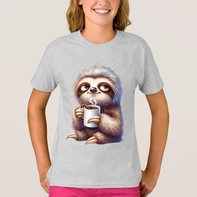 Faultier mit einer Tasse Kaffee T-Shirt (Vorderseite)