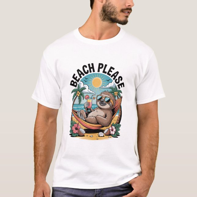 Faultier mit Eis Sommer Strand Bitte T-Shirt (Vorderseite)