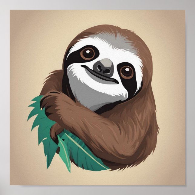 Faultier mit Favoritenleaf Poster (Vorne)