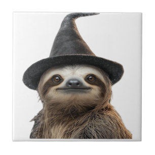 Faultier mit Halloween-Hexenhut Classic T-Shirt Fliese