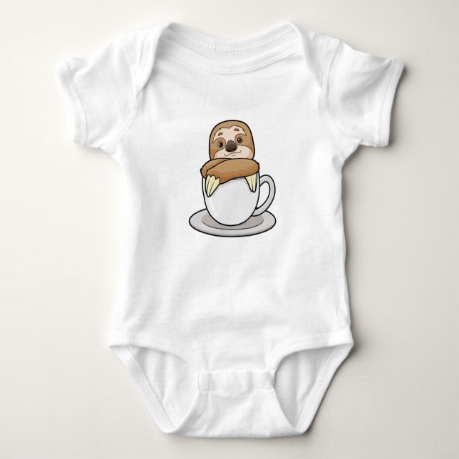 Faultier mit Kaffee-Cup Baby Strampler (Vorderseite)
