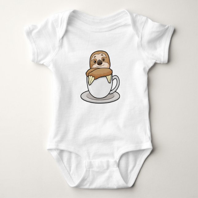 Faultier mit Kaffee-Cup Baby Strampler (Vorderseite)