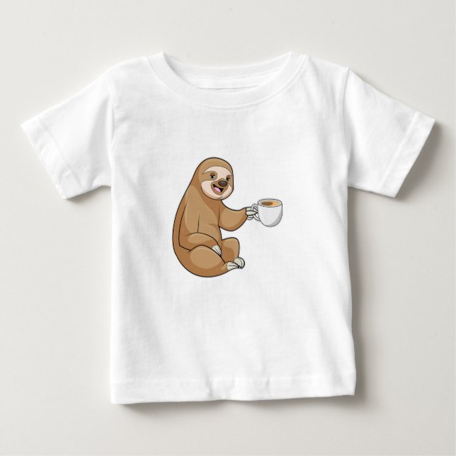 Faultier mit Kaffee-Cup Baby T-shirt (Vorderseite)