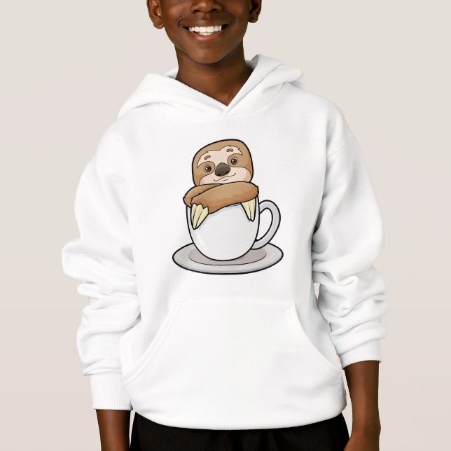 Faultier mit Kaffee-Cup Hoodie (Vorderseite)