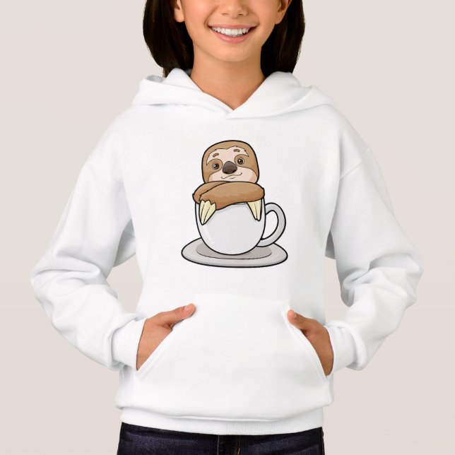 Faultier mit Kaffee-Cup Hoodie (Vorderseite)