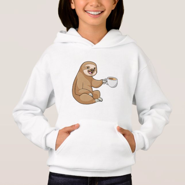 Faultier mit Kaffee-Cup Hoodie (Vorderseite)