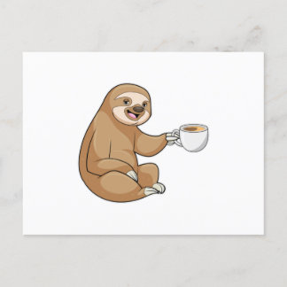 Faultier mit Kaffee-Cup Postkarte