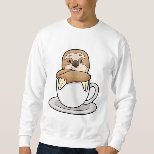 Faultier mit Kaffee-Cup Sweatshirt (Vorderseite)