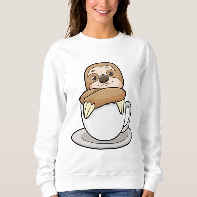 Faultier mit Kaffee-Cup Sweatshirt (Vorderseite)