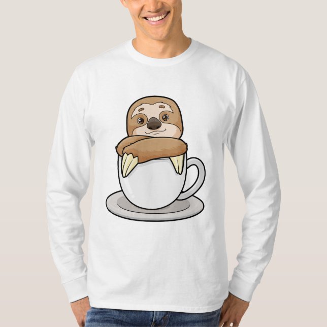Faultier mit Kaffee-Cup T-Shirt (Vorderseite)