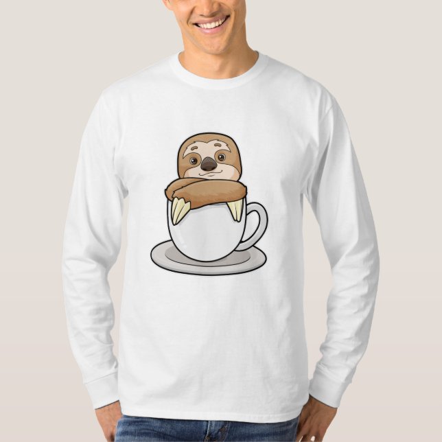 Faultier mit Kaffee-Cup T-Shirt (Vorderseite)