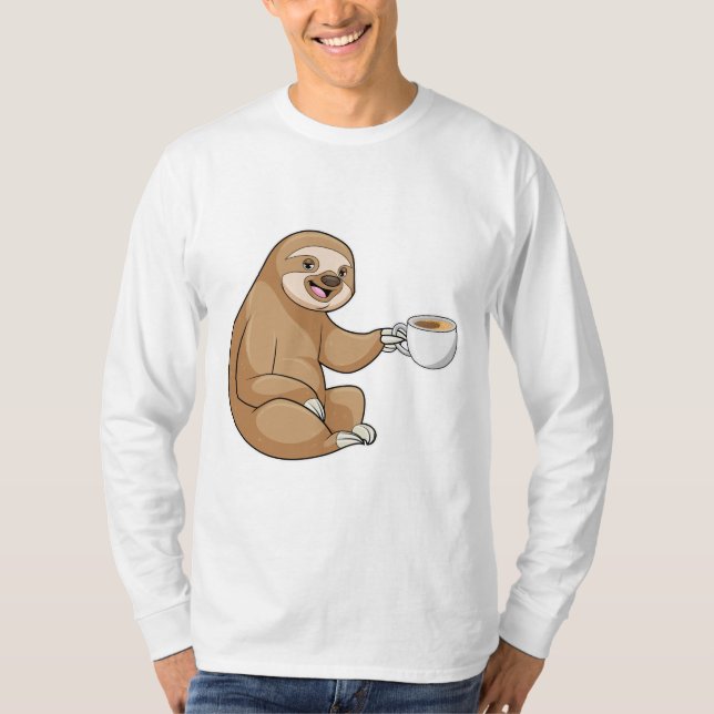 Faultier mit Kaffee-Cup T-Shirt (Vorderseite)